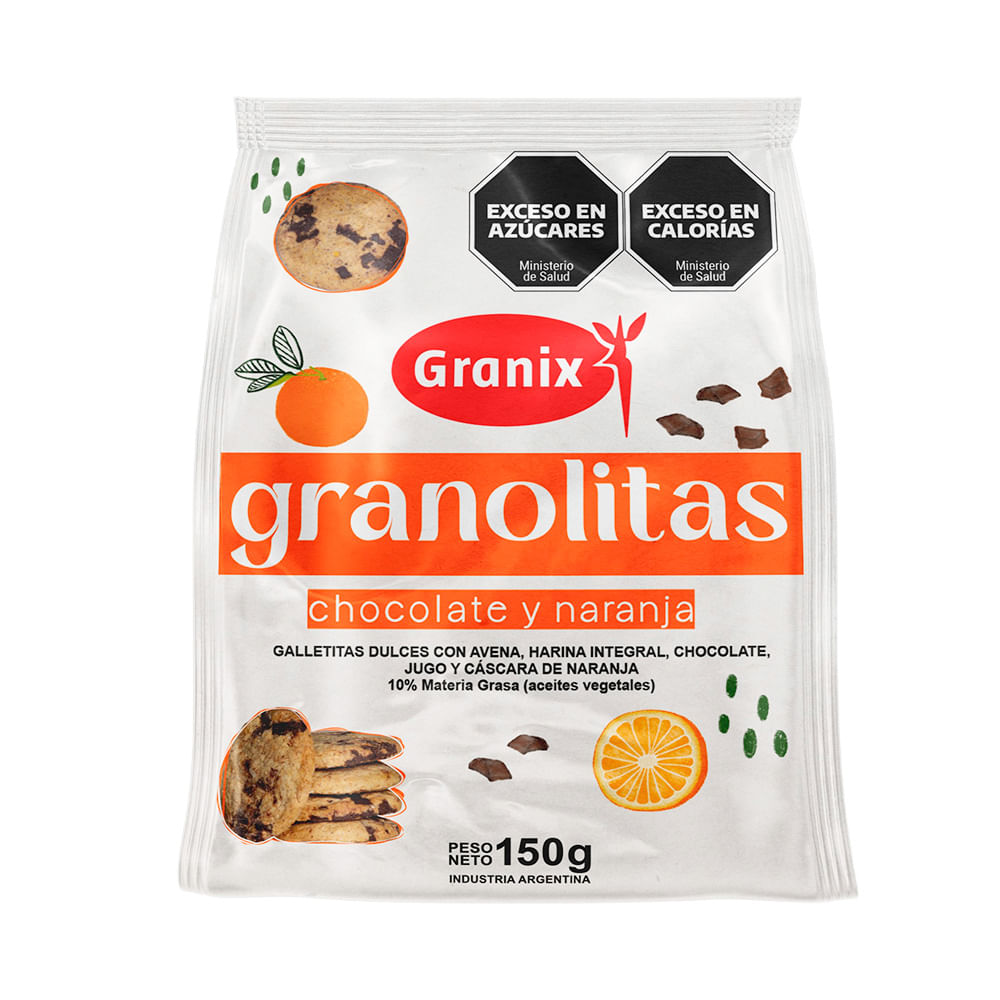Galletitas de Cereales Sabor Chocolate y Naranja 150 Grs Granix