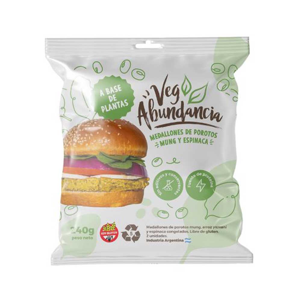 Medallones de Poroto Sabor Poroto Mung y Espinaca 240 Grs x 2 Un Vegabundancia