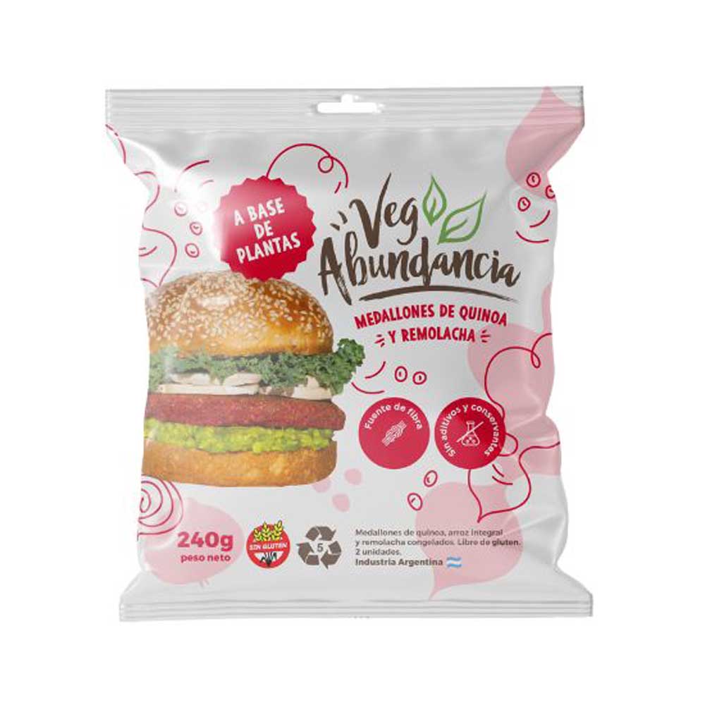 Medallones de Quinoa Sabor Quinoa y Remolacha 240 Grs x 2 Un Vegabundancia