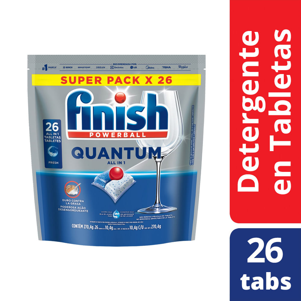 Detergente para Lavavajillas Quantum x 26 Un Finish