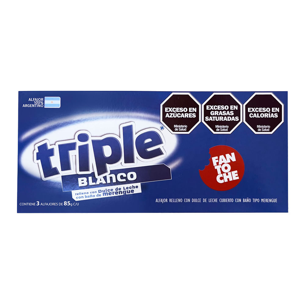 Alfajor Triple Blanco 255grs Fantoche