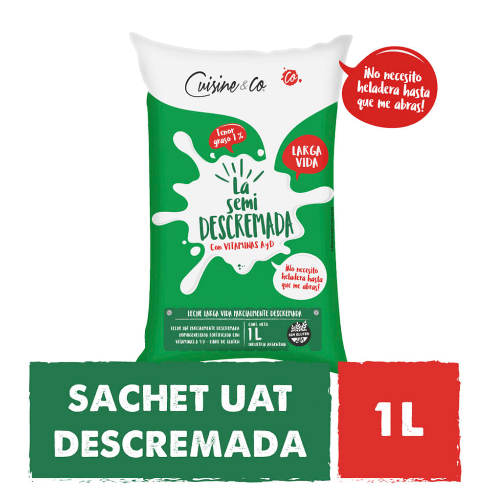 Leche Parcialmente Descremada 1uat Sachet Cuisine & Co