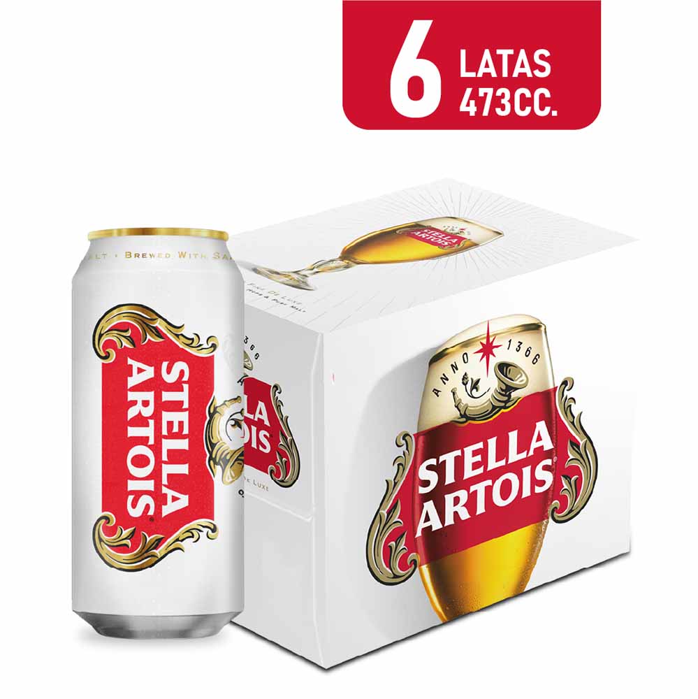 Cerveza Rubia x 6 Un 473 Cc Stella Artois