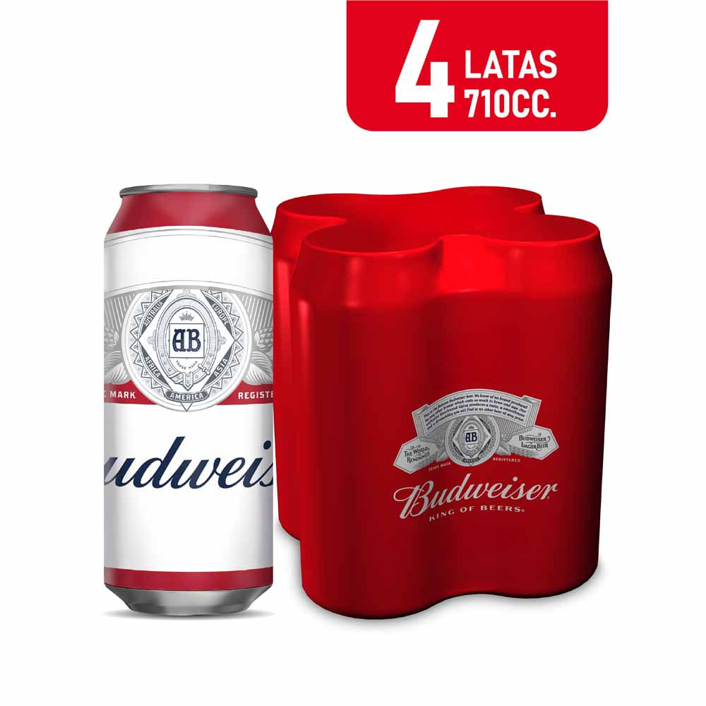Cerveza Rubia 710 Cc x 4 Un Budweiser