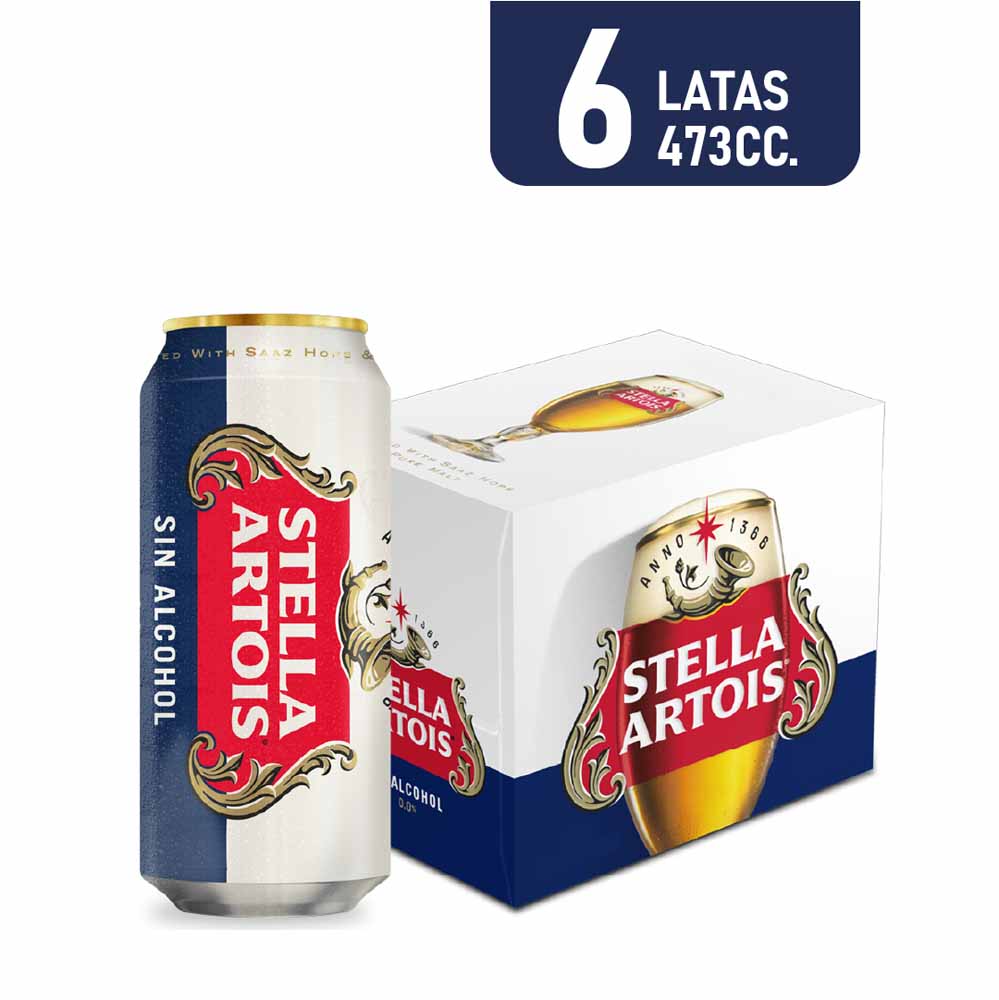 Cerveza 0.0 Sin Alcohol 473 Cc x 6 Un Stella Artois