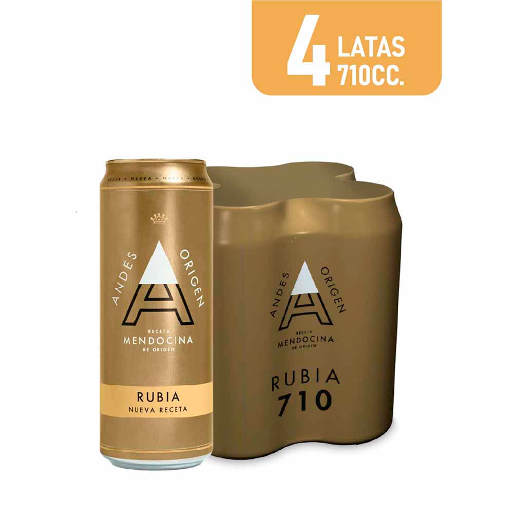 Cerveza Rubia 710 Cc x 4 Un Andes