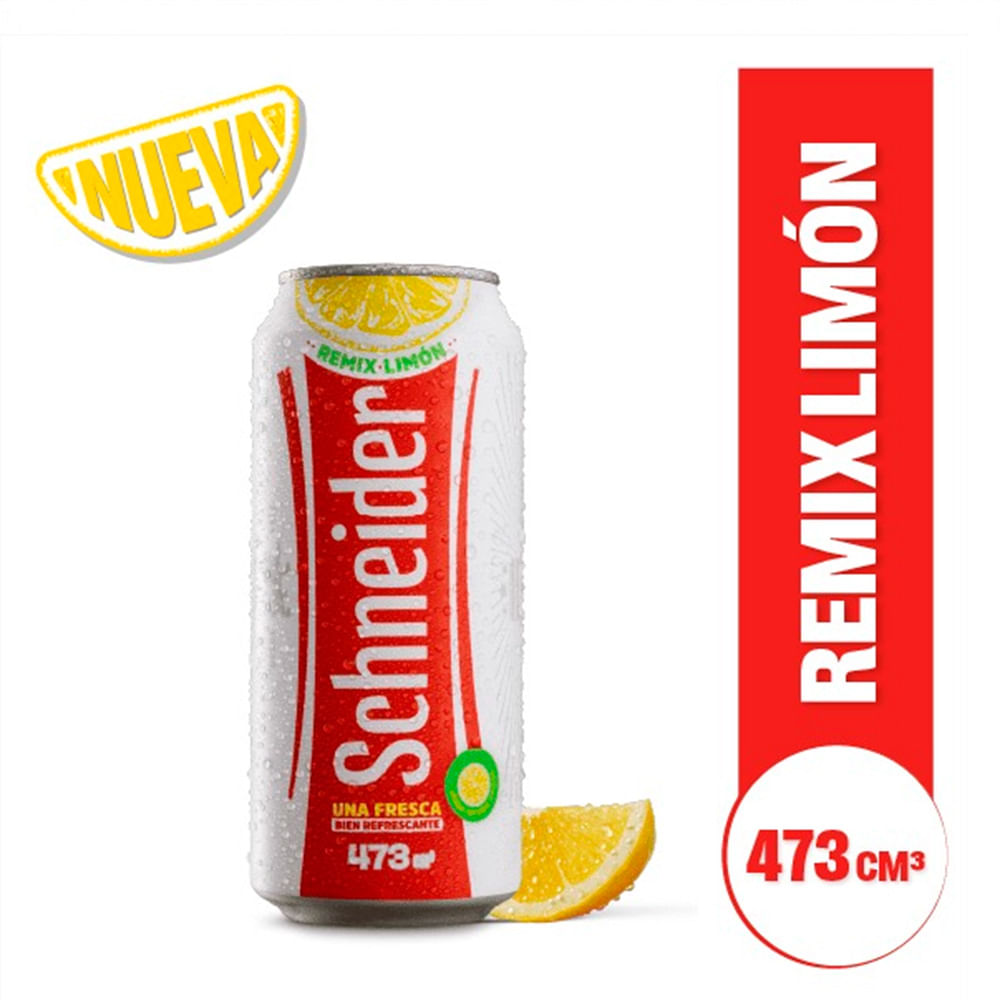 Cerveza Sabor Limón Remix 473 Cc Schneider