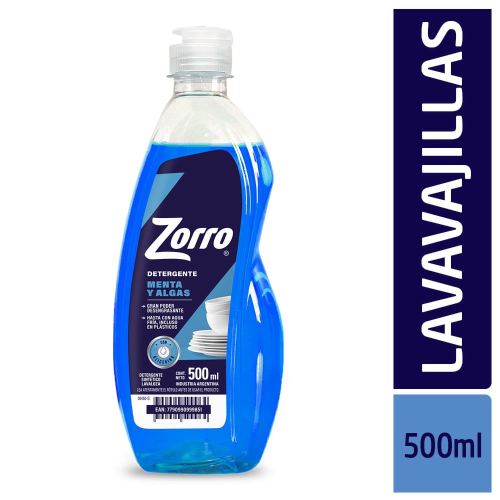 Detergente para Lavavajillas Menta y Alga 500 Ml Zorro
