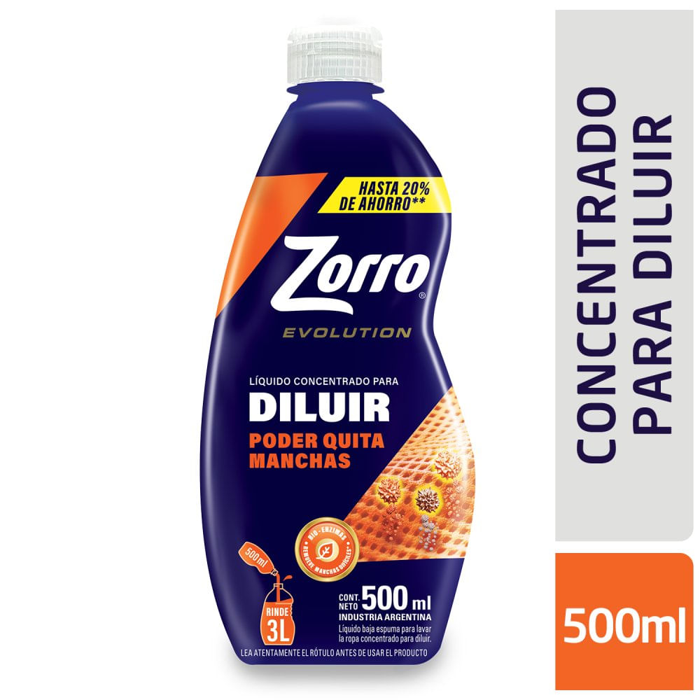 Detergente para Ropa Quitamanchas Diluible 500 Ml Zorro