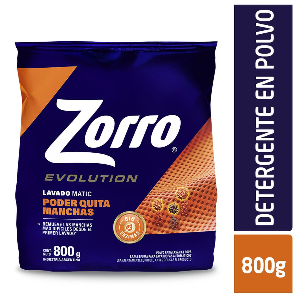 Detergente para Ropa Quitamanchas Evolution 800 Grs Zorro