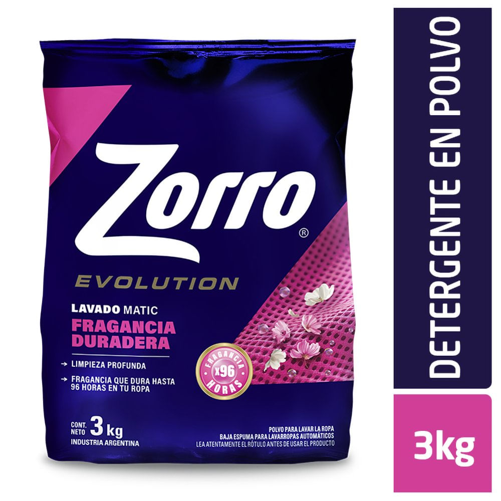 Detergente para Ropa Polvo Evolution 3 Kg Zorro