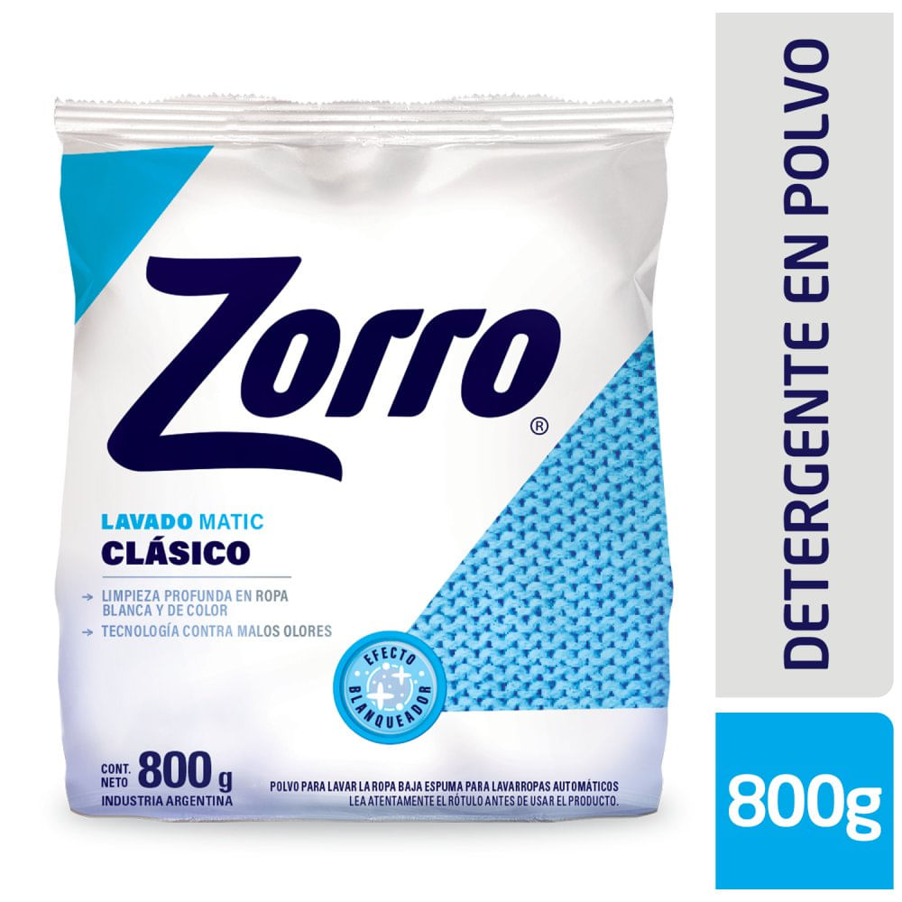 Detergente Polvo Zorro Clásico X 800g