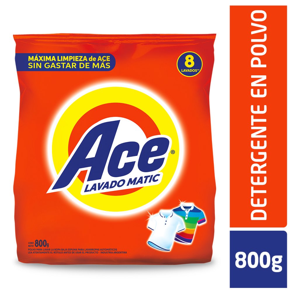Detergente en Polvo Lavado Matic 800 Grs Ace