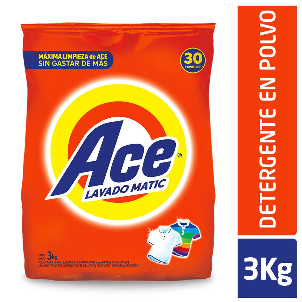 Detergente en Polvo Lavado Matic 3 Kg Ace