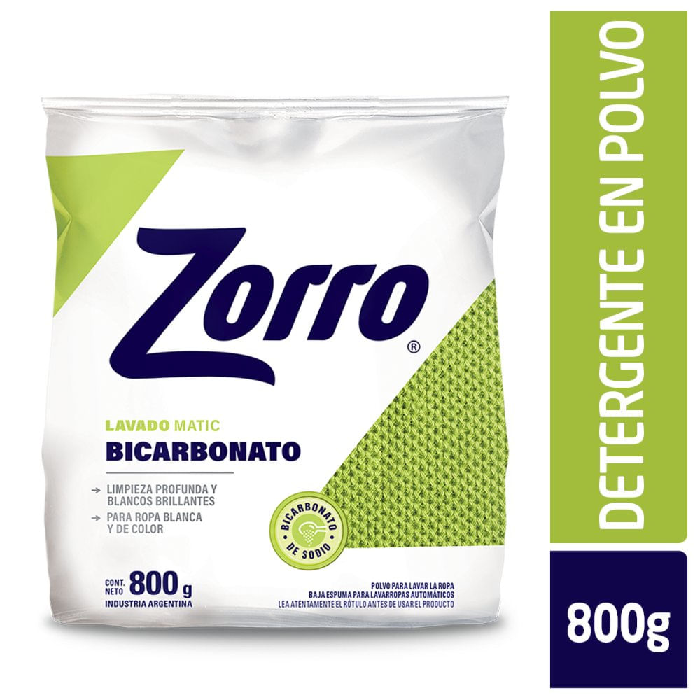 Jabón en Polvo Bicarbonato 800 Grs Zorro