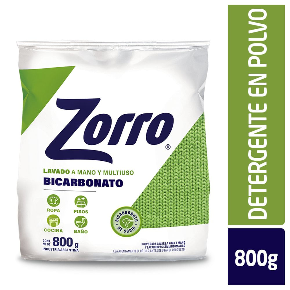 Jabón en Polvo Bicarbonato 800 Grs Zorro