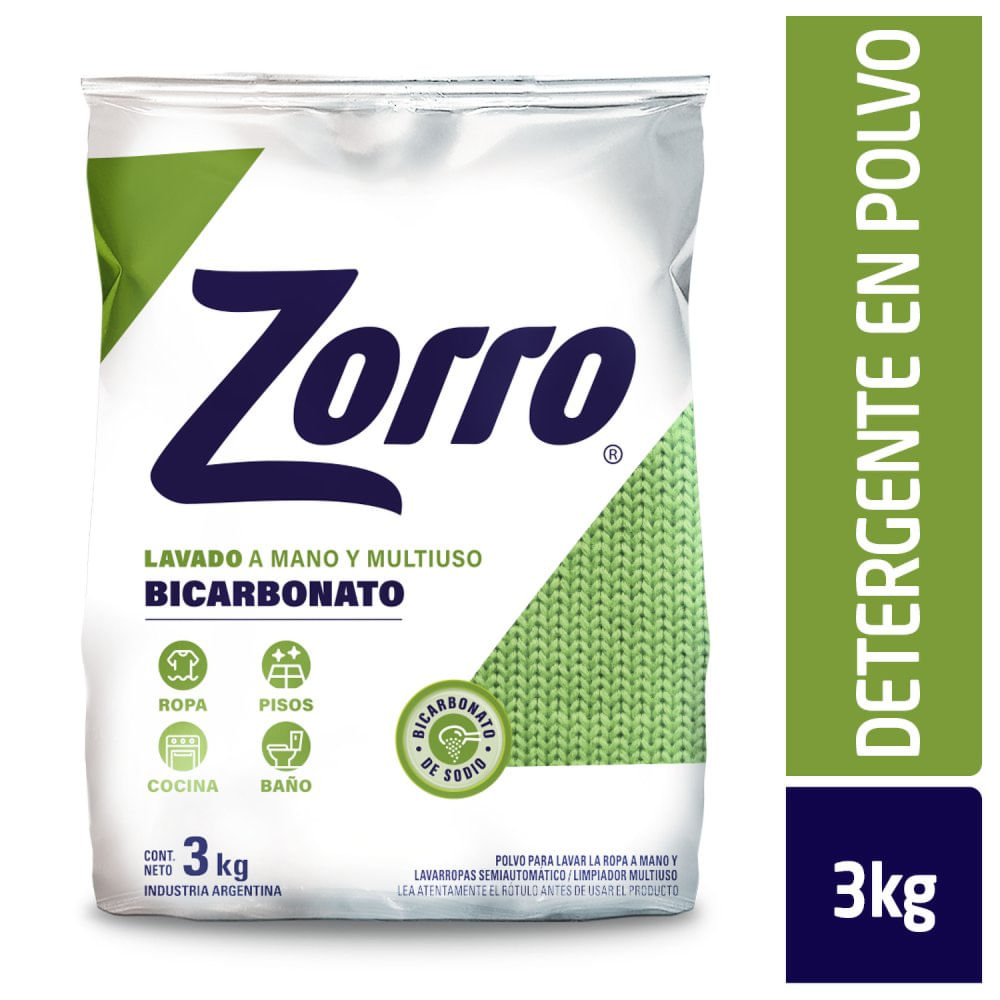 Jabón en Polvo Bicarbonato 3 Kg Zorro