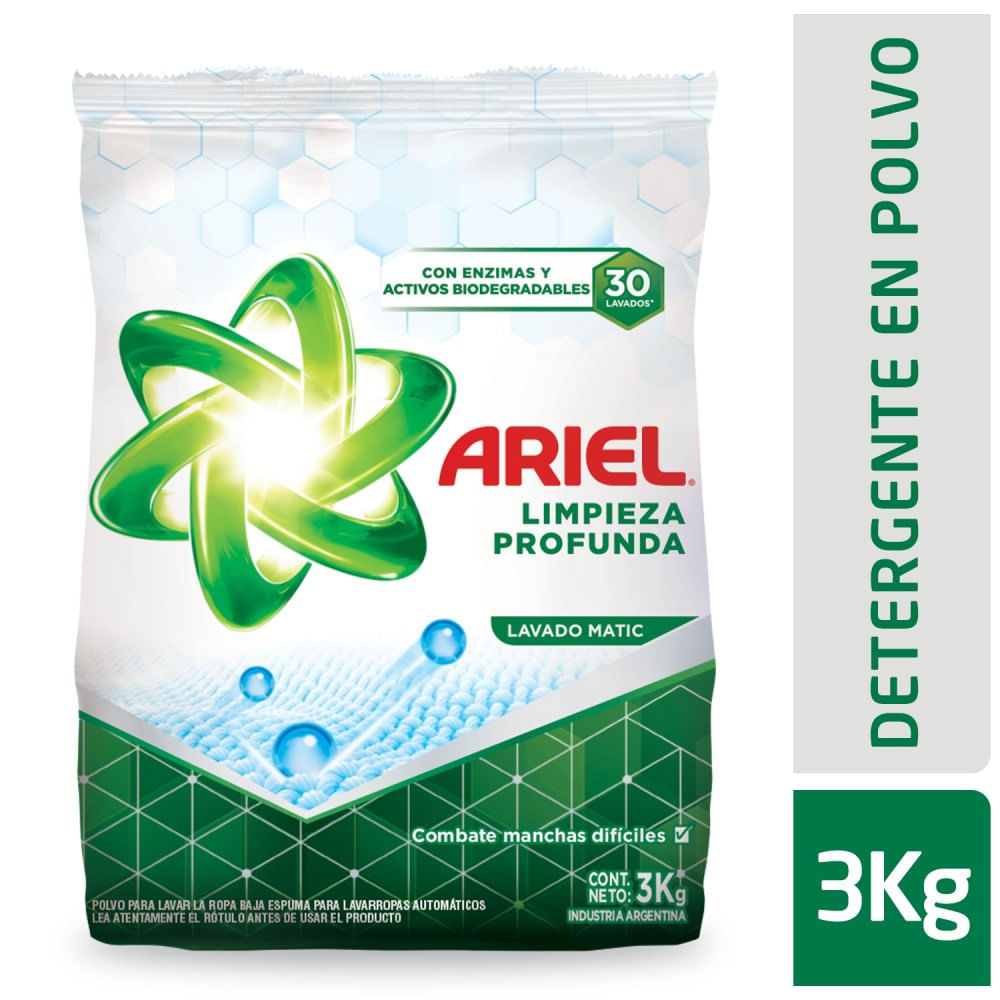 Jabón en Polvo Limpieza Profunda 3 Kg Ariel