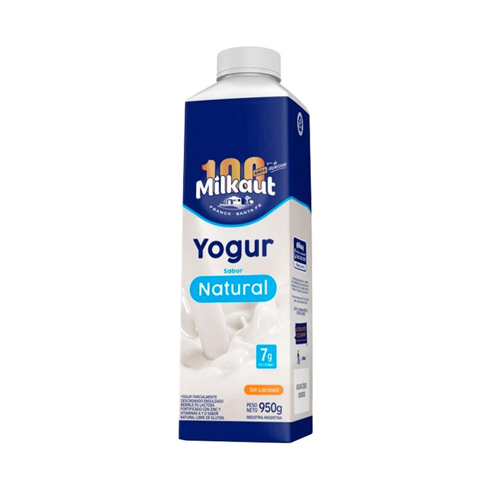 Yogurt Sabor Natural Semidescremado 950 Ml Milkaut
