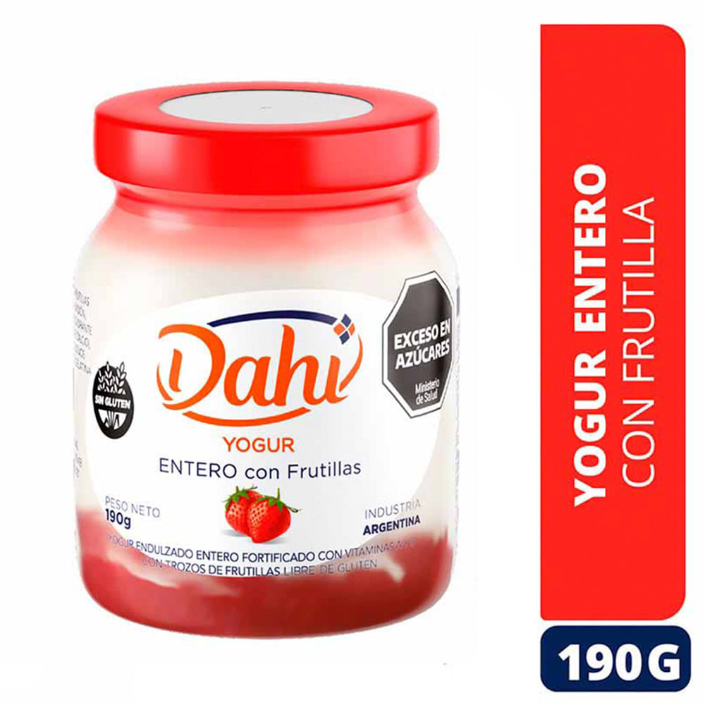 Yogurt Sabor Frutilla Entero 190 Grs Dahí