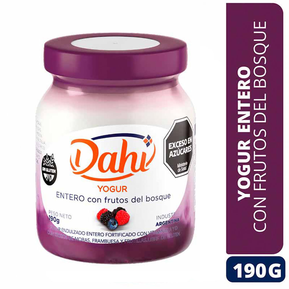 Yogurt Sabor Frutos del Bosque Entero 190 Grs Dahí