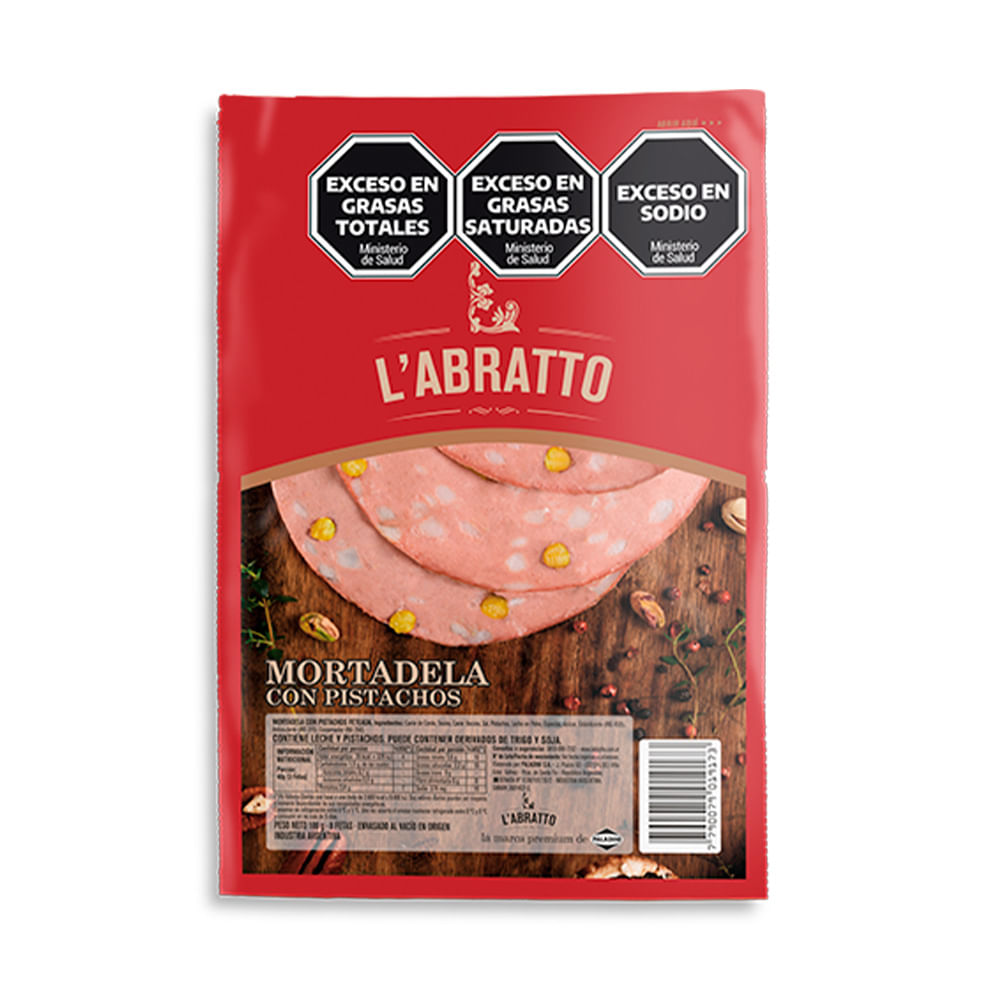 Mortadela Feteada con Pistacho 100 Grs L´Abratto