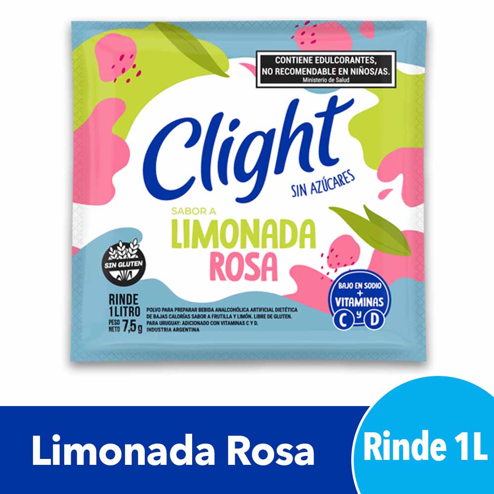 Jugo en Polvo Sabor Limonada Rosa 8 Grs Clight