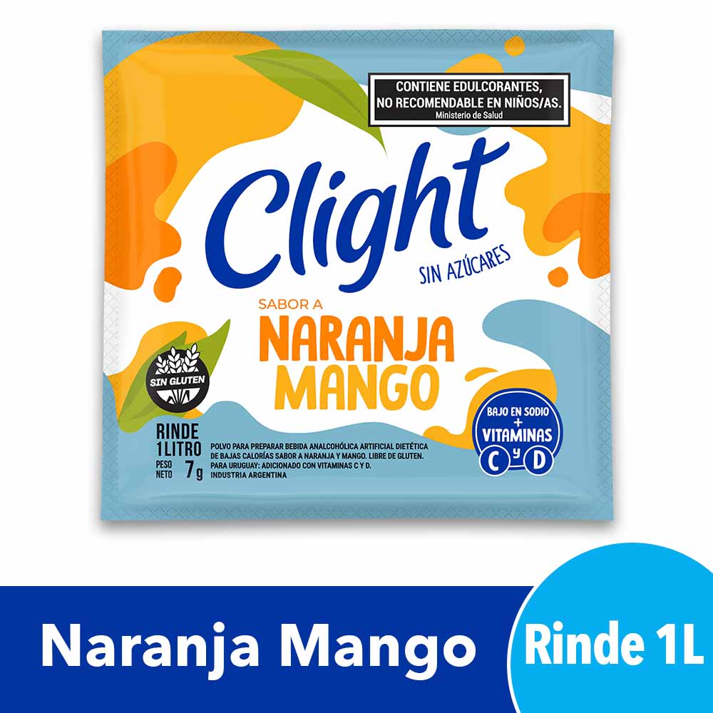 Jugo en Polvo Sabor Naranja y Mango 7 Grs Clight