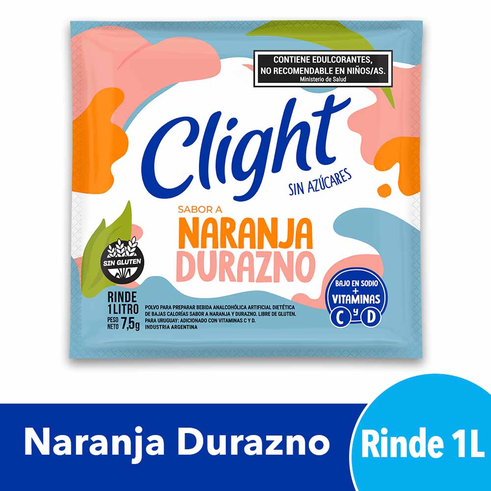 Jugo en Polvo Sabor Naranja y Durazno 7,5 Grs Clight