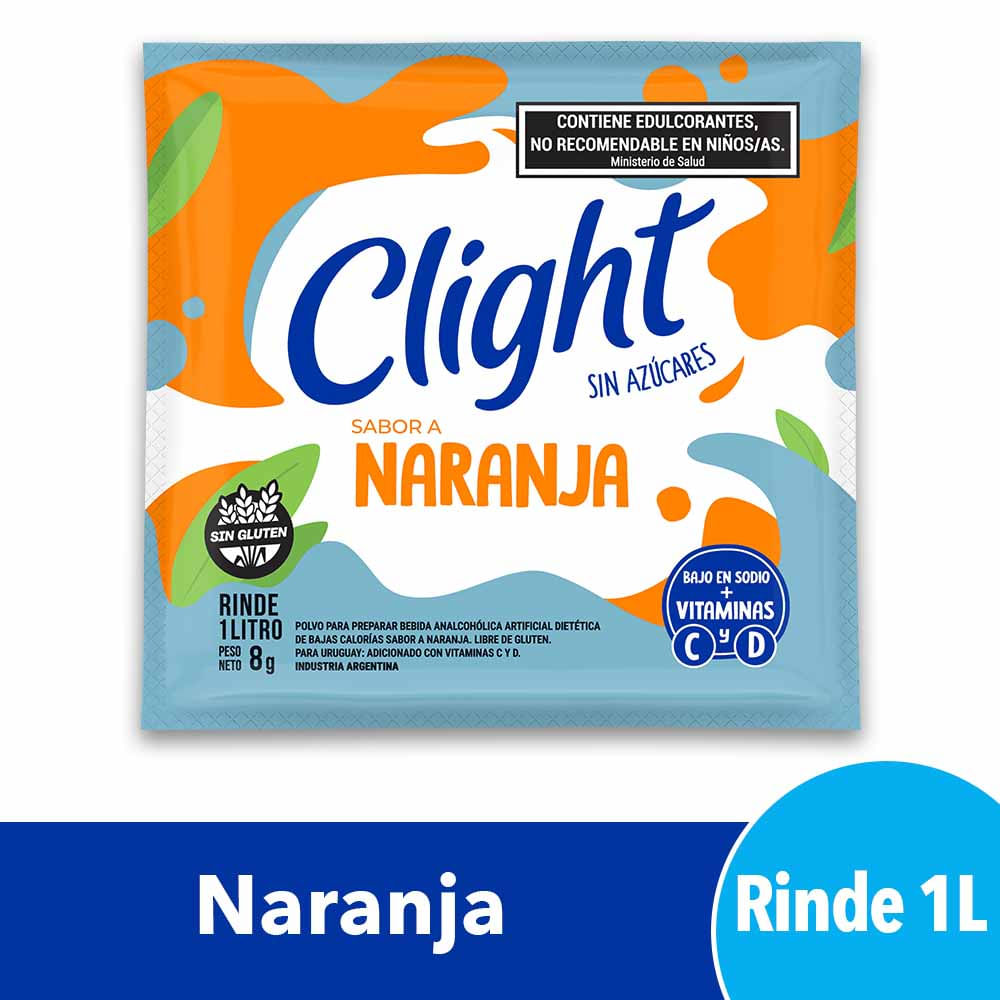 Jugo en Polvo Sabor Naranja 8 Grs Clight