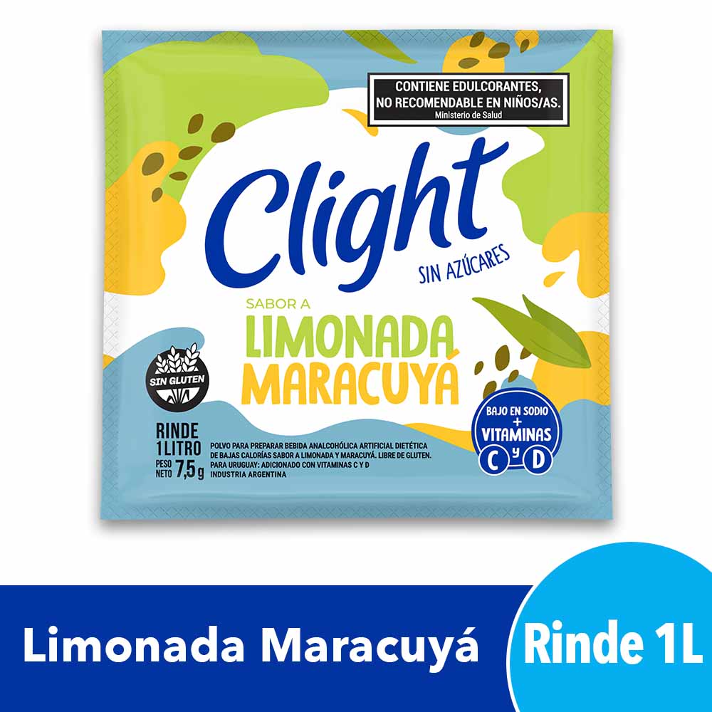 Jugo en Polvo Sabor Limonada Maracuyá 7,5 Grs Clight