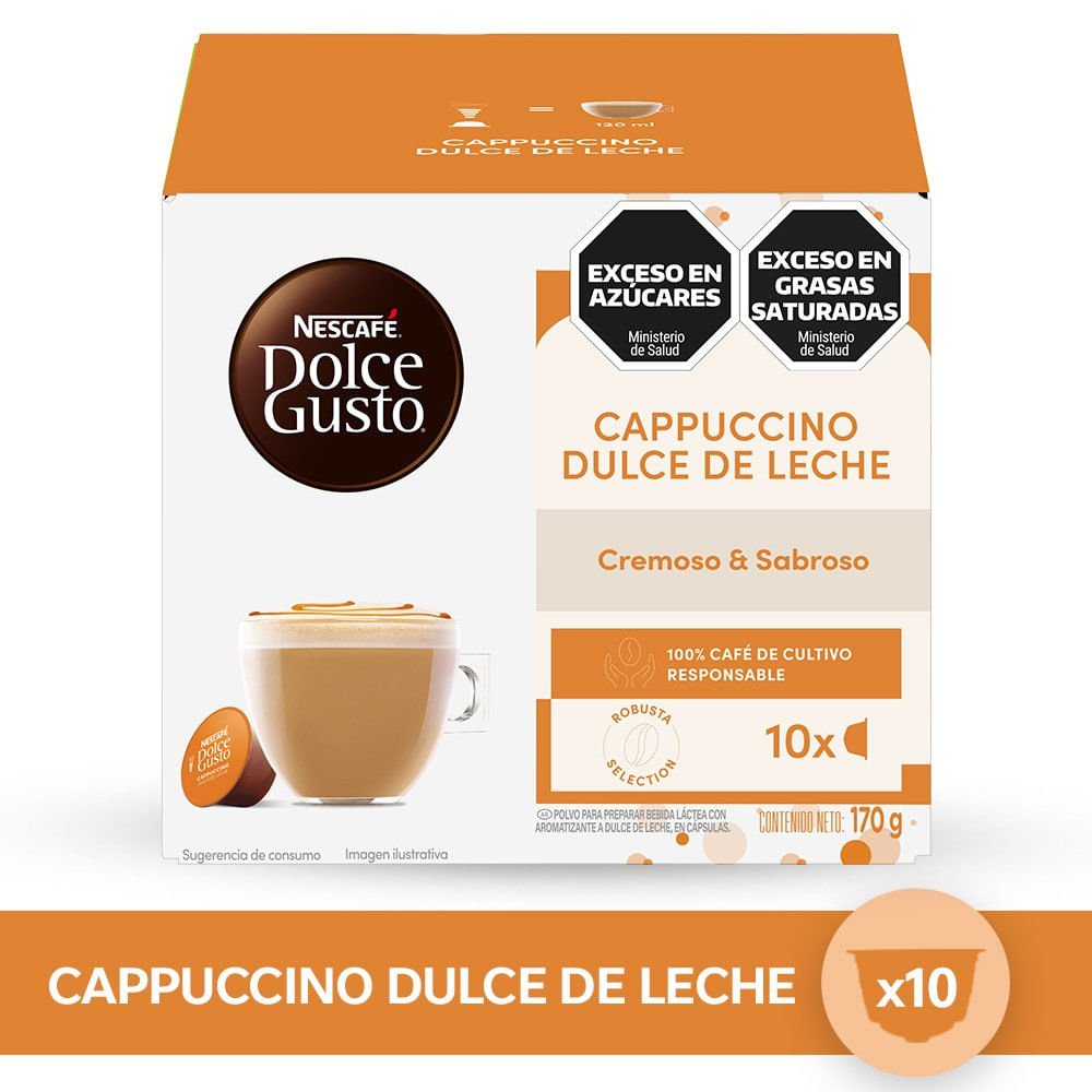 Café Cappuccino Sabor Dulce de Leche 170 Grs x 10 Un Dolce Gusto