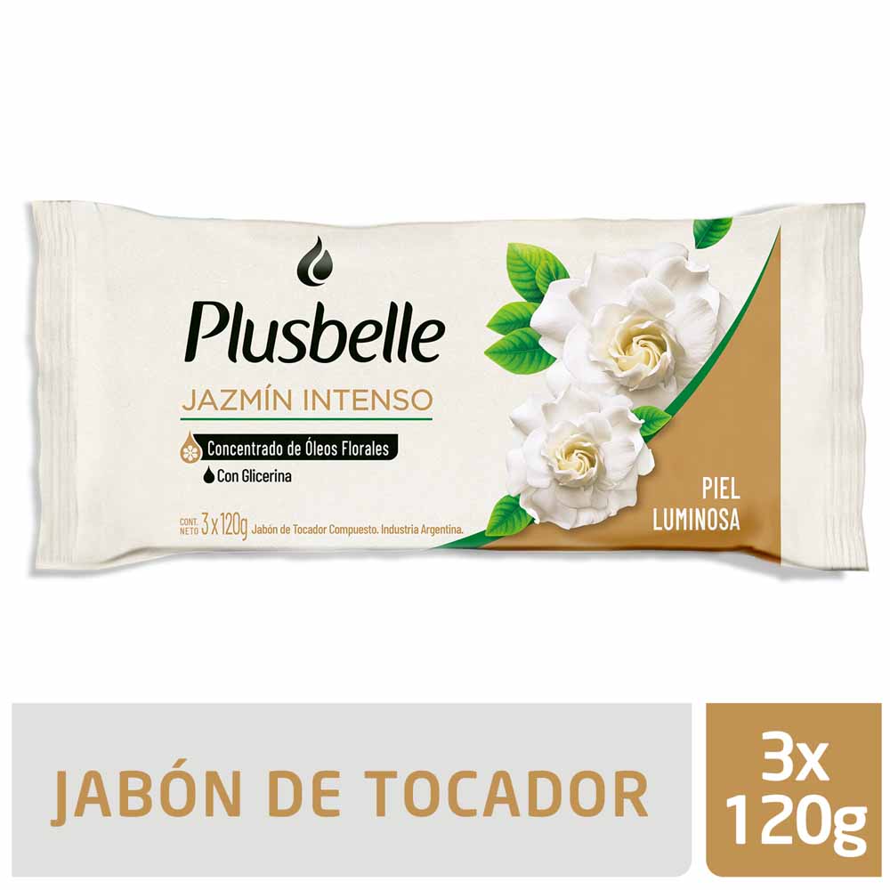 Jabón de Tocador Glicerina Jazmín 120 Grs x 3 Un Plusbelle