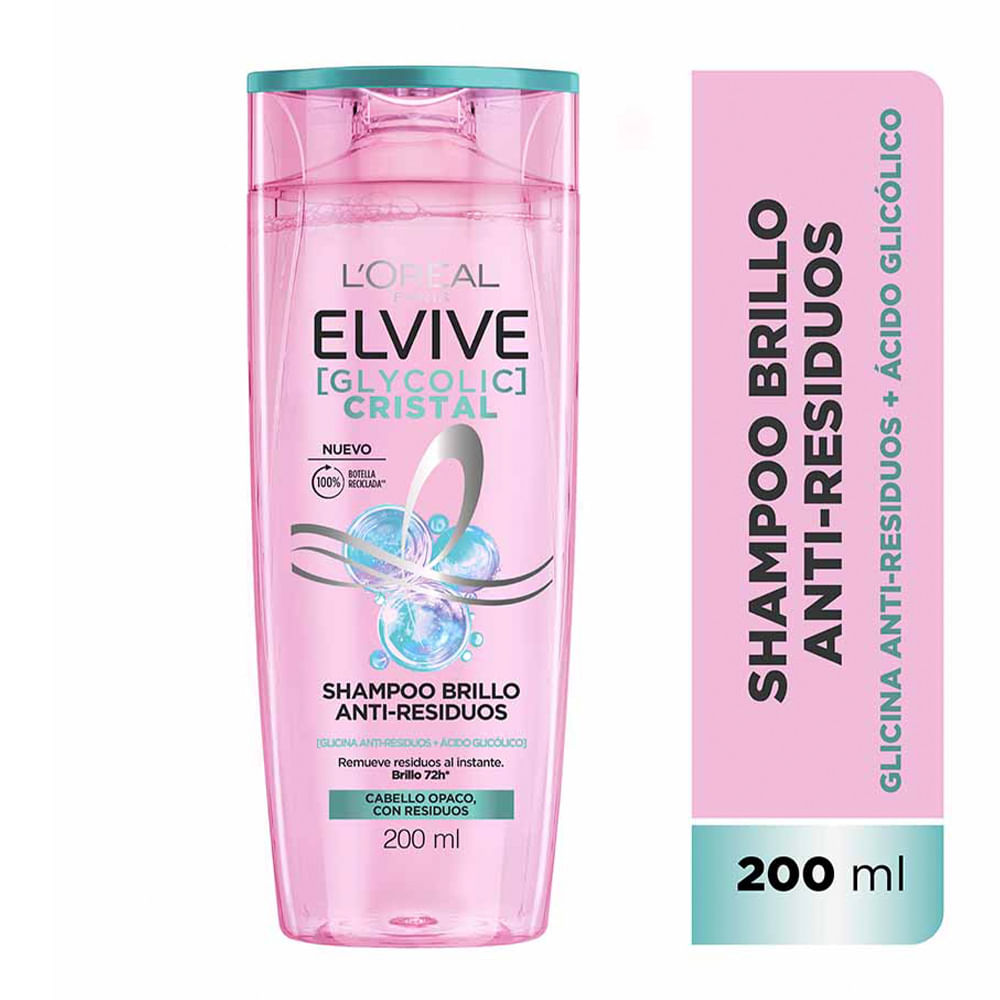 Shampoo Brillo Anti-residuos Glycolic Cristal 200 Ml Elvive