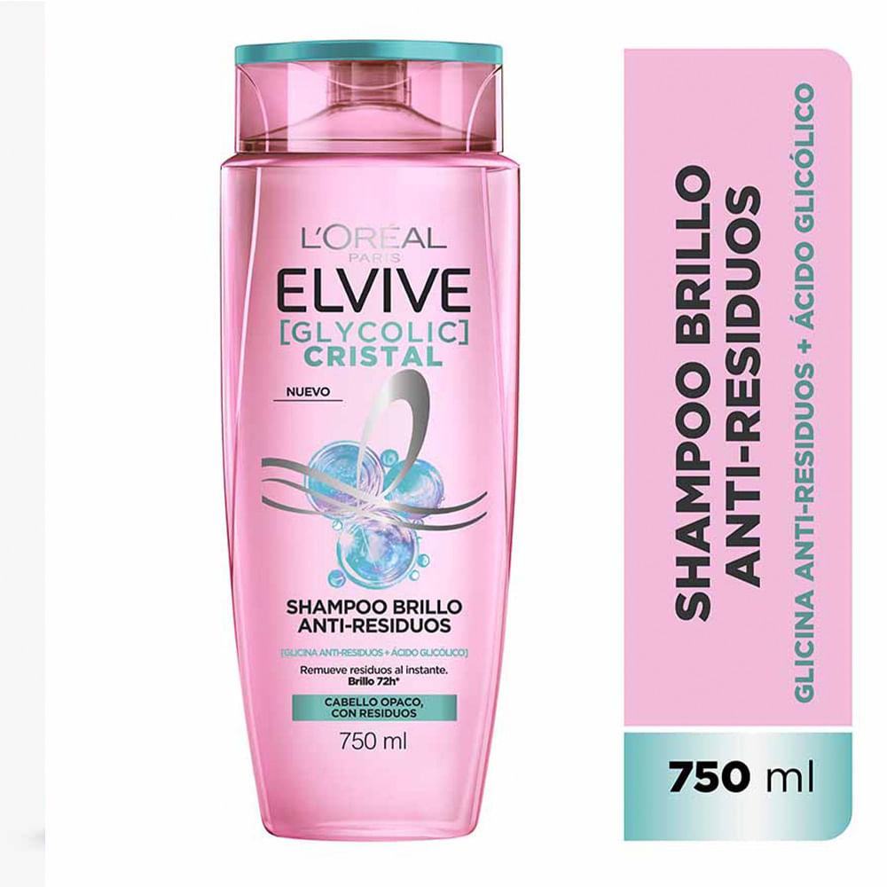 Shampoo Brillo Anti-residuos Glycolic Cristal 750 Ml Elvive