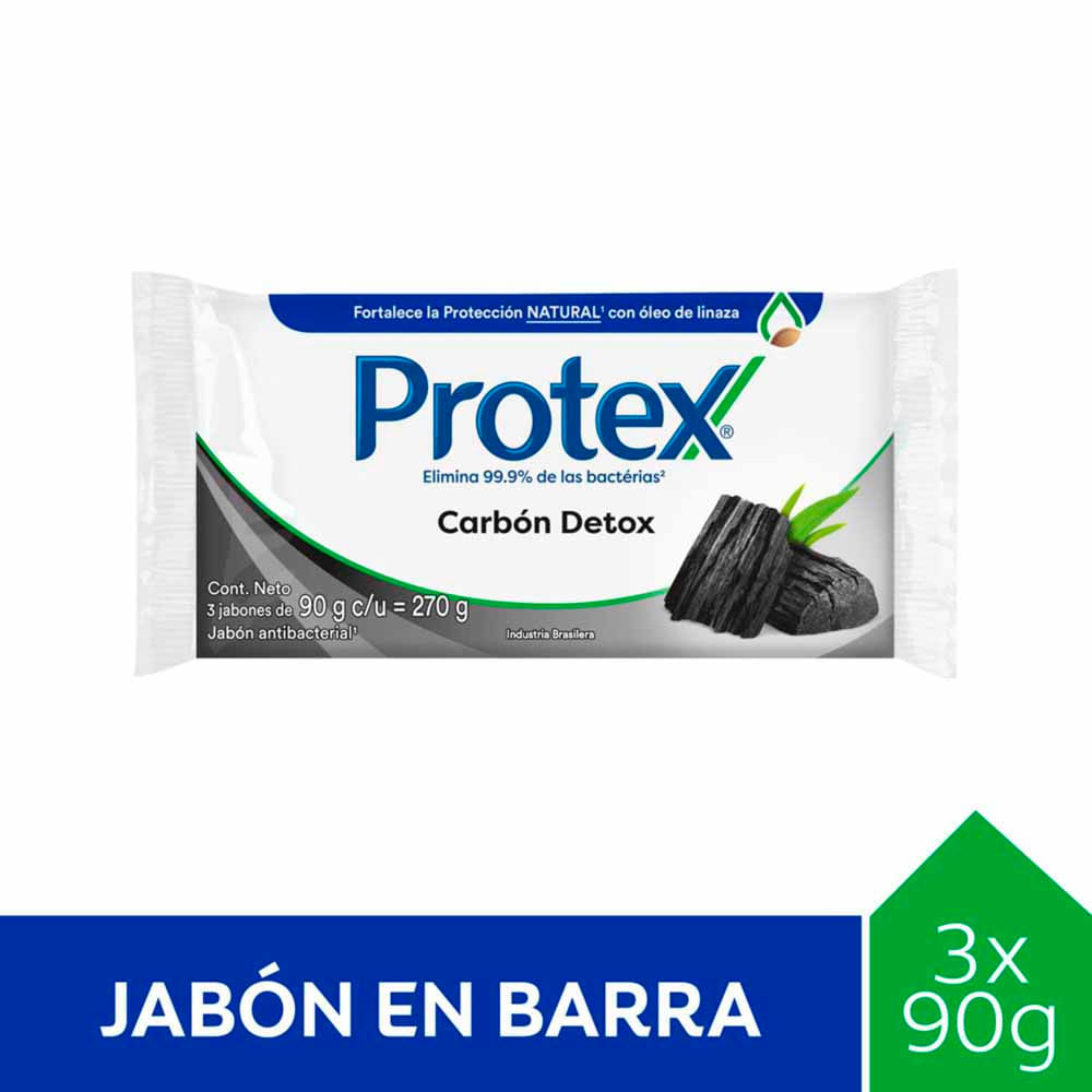 Jabón de Tocador Carbón Detox 90 Grs x 3 Un Protex