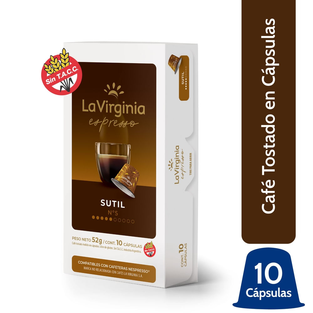 Café Cápsulas Sutil Intensidad 5 52 Grs x 10 Un Nespresso La Virginia