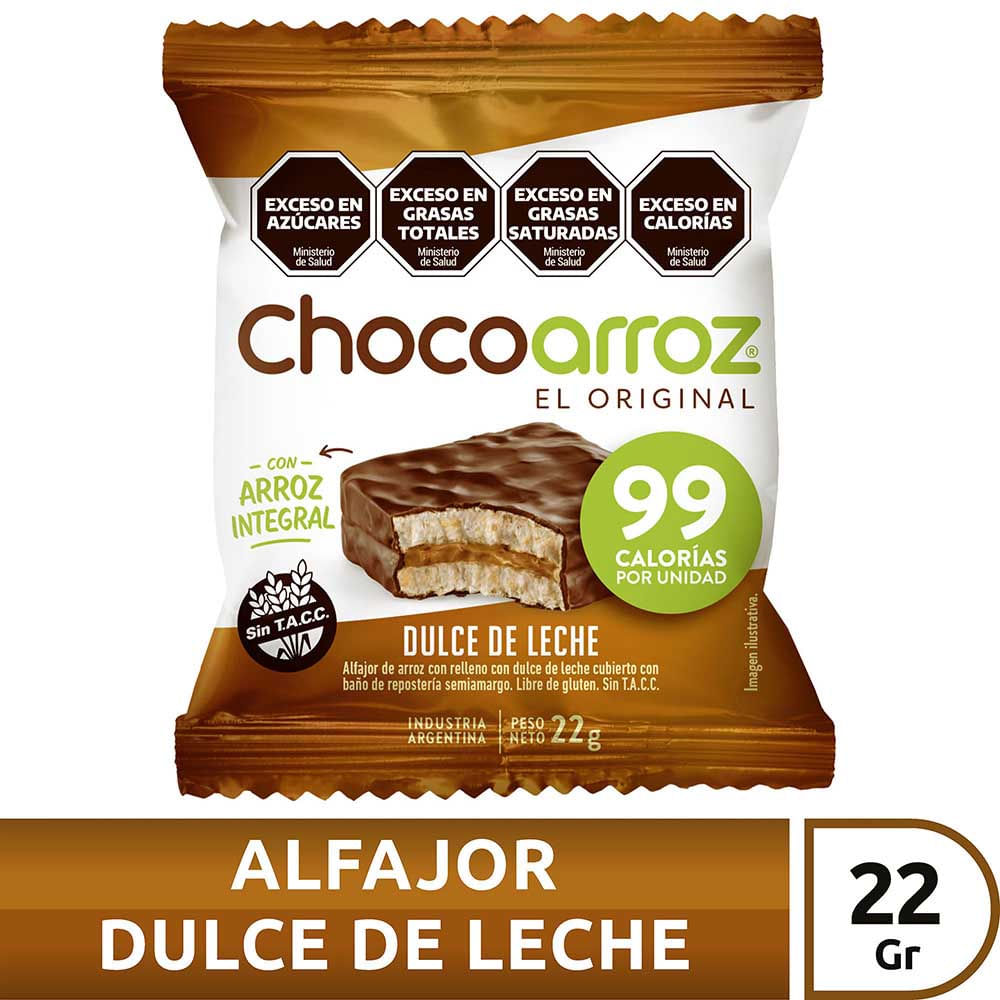 Alfajor de Arroz Sabor Dulce de Leche 22 Grs Chocoarroz