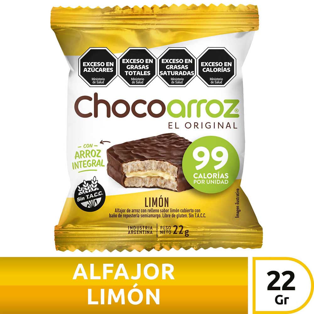 Alfajor de Arroz Sabor Limón 22 Grs Chocoarroz