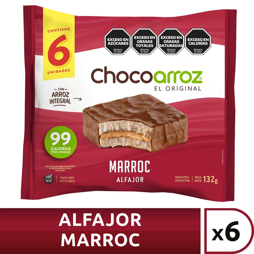 Alfajor de Arroz Sabor Marroc 22 Grs x 6 Un Chocoarroz