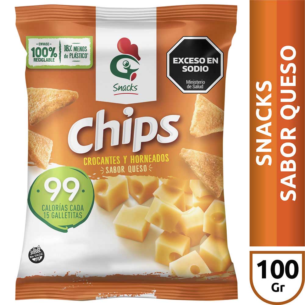 Chips Galletitas Snacks Sabor Queso 100 Grs Gallo