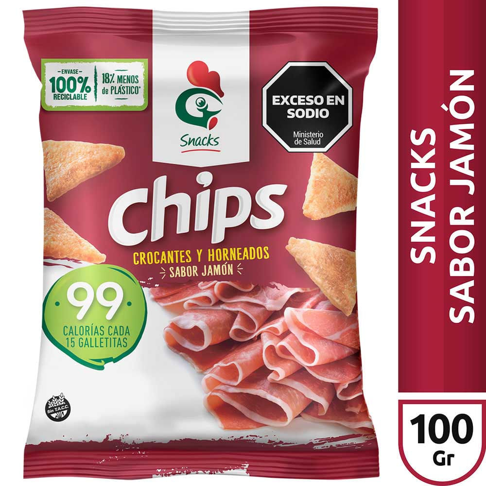 Galletitas Snacks Crocantes y Horneados Sabor Jamón 100 Grs Gallo