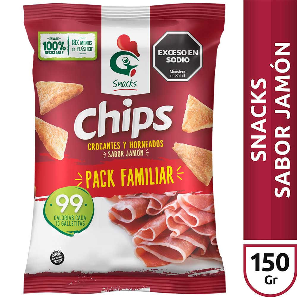 Chips Galletitas Snacks Sabor Jamón 150 Grs Gallo