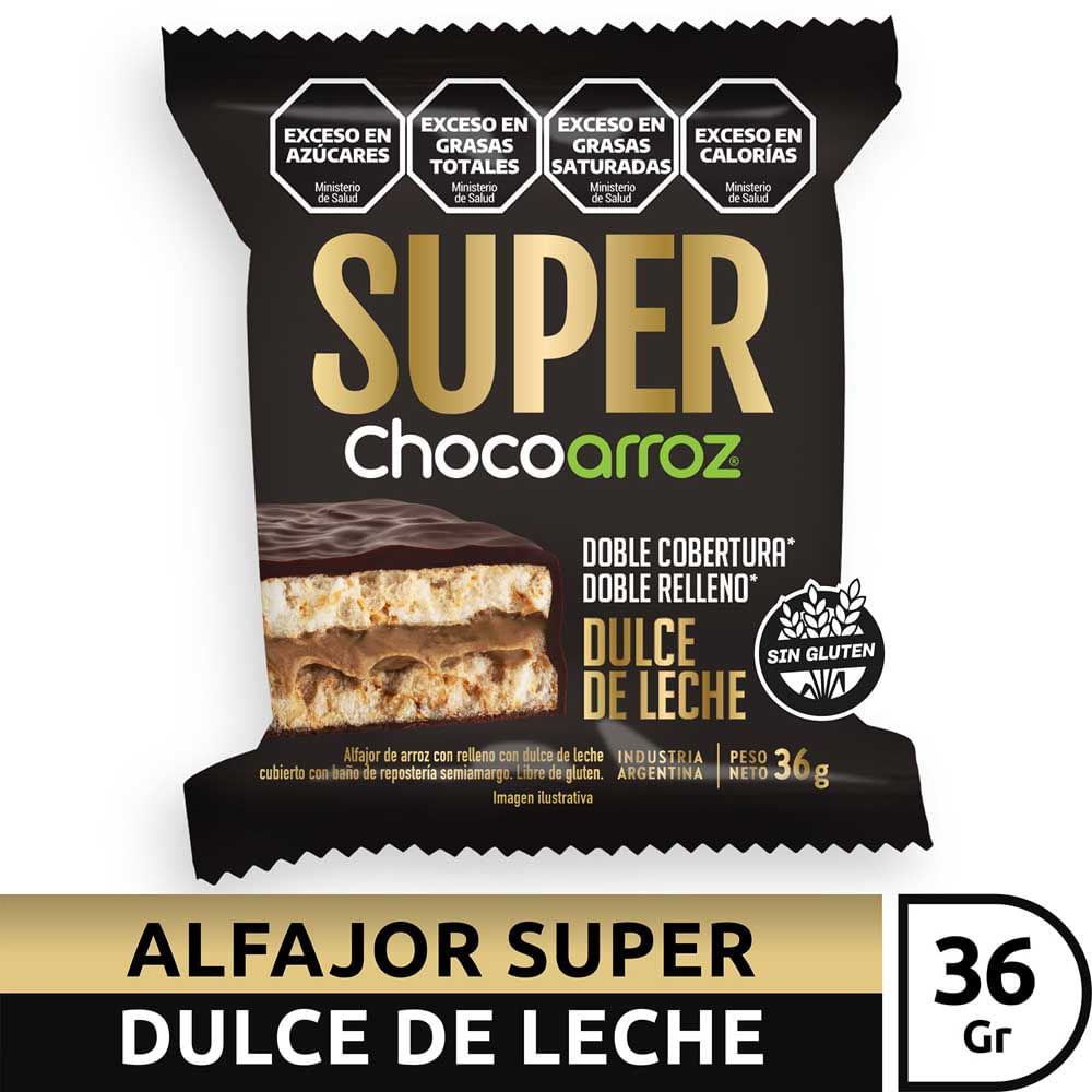 Alfajor Super Dulce De Leche X 36 Grs Chocoarroz