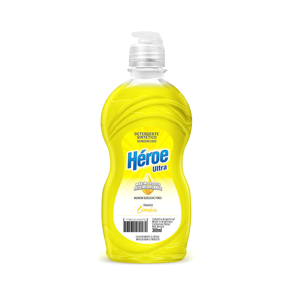 Detergente para Lavavajillas Ultra Limón 300 Ml Héroe