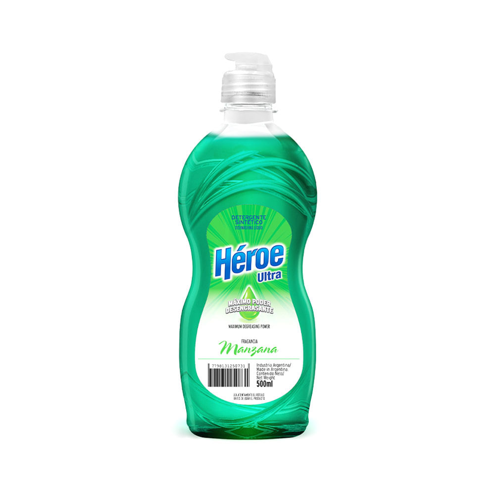Detergente para Lavavajillas Ultra Sabor Manzana 500 Ml Heroe