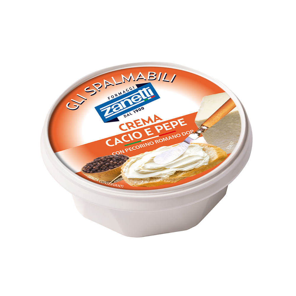 Queso Crema sabor Cacio e Pepe 0.125 Kg Zanetti