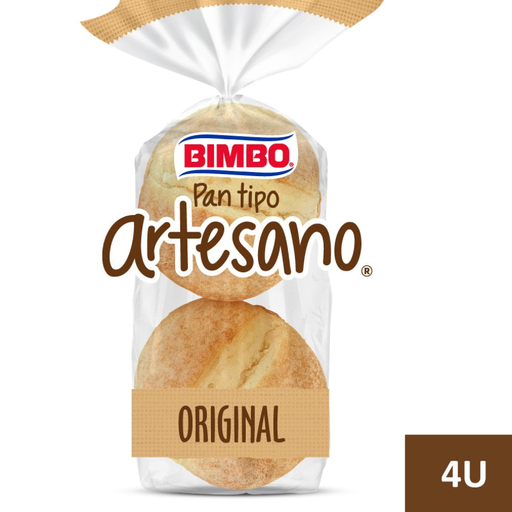 Pan de Hamburguesa Artesano Sabor blanco 240 Grs x 4 Un Bimbo