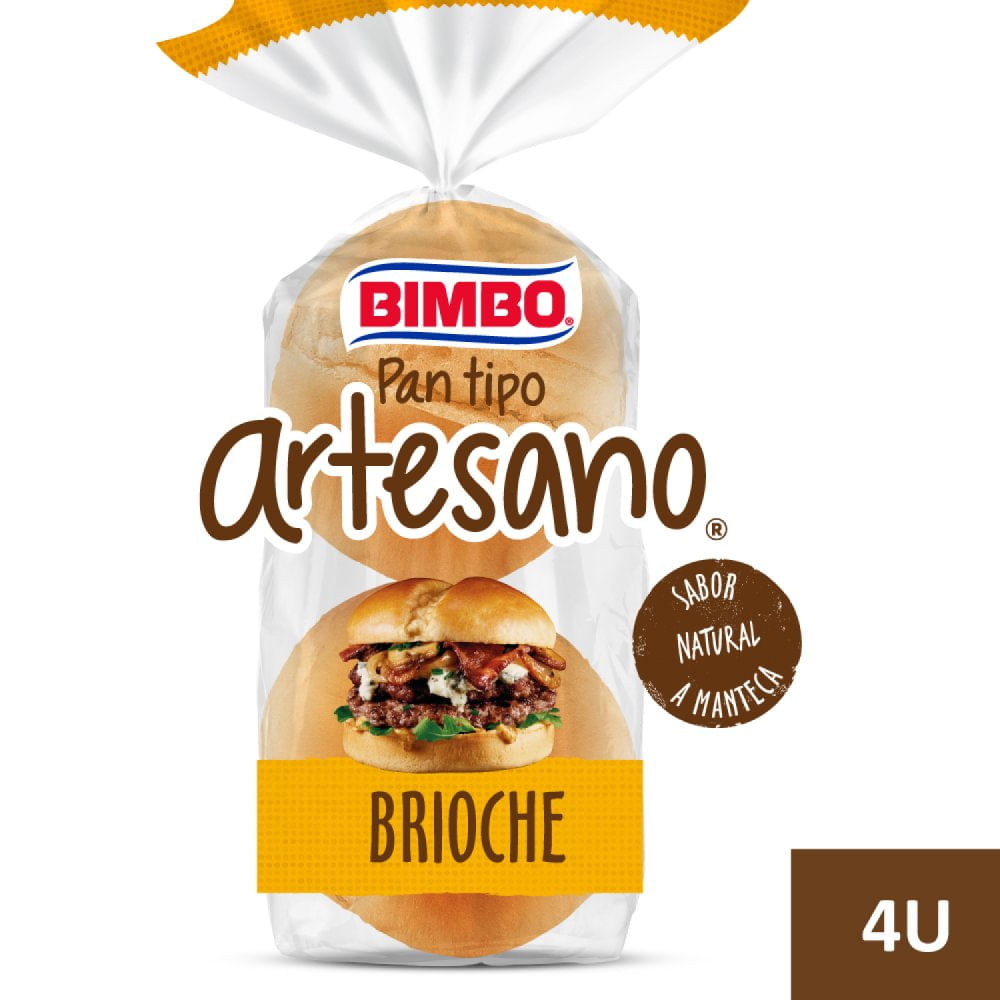 Pan de Hamburguesa Brioche x 4 Un 240 Grs Bimbo