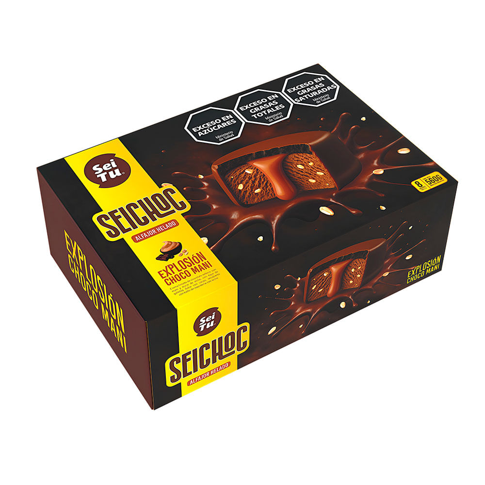Alfajor Helado Sabor Explosión Choco Maní x 8 Un 560 Grs Sei Tu